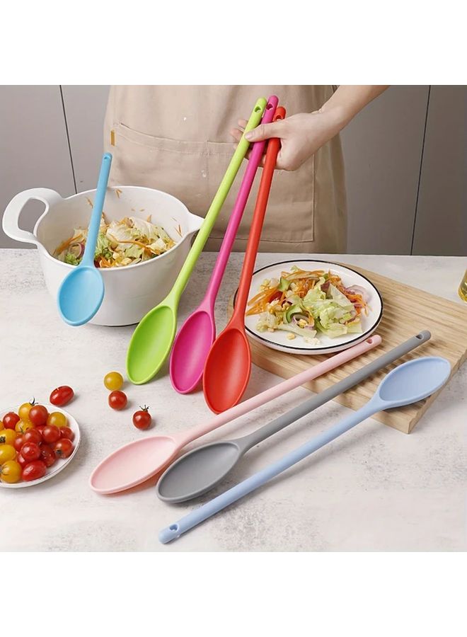 Rose Red Long Handle Serving Spoon Plastic Ladle for Salad Soup Fruit Stirring and Serving - Image 2